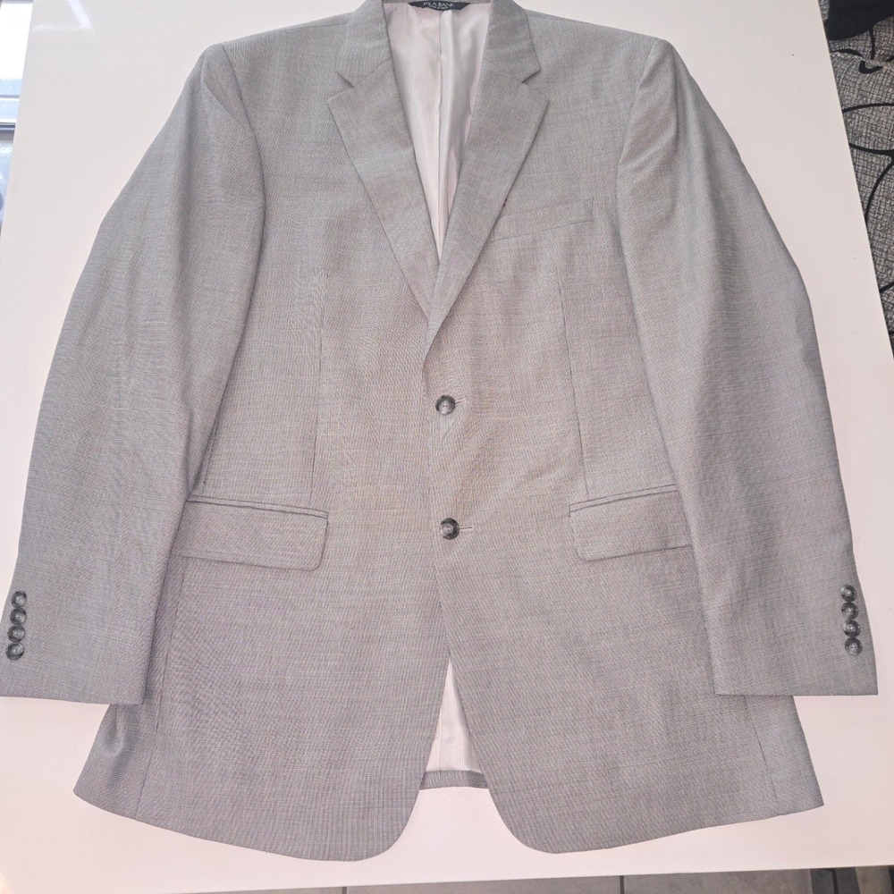 Jos. A. Bank Tailored Fit Grey Houndstooth Cotton Wool Blazer Sport Coat 42L